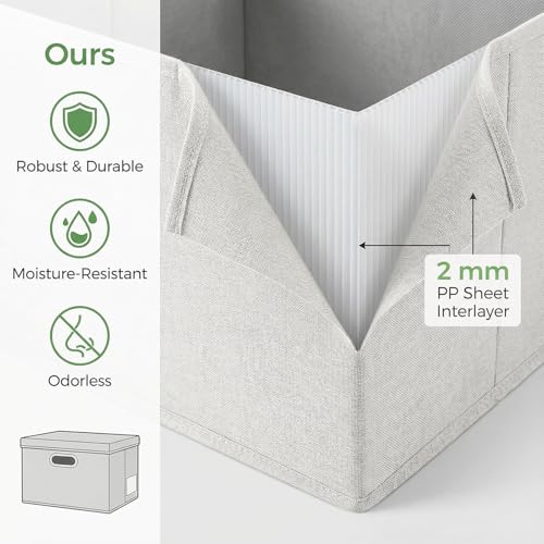 Storage Bins with Lids [3 (Beige / S(3-Pack))