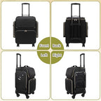 Hairstylist Traveling Case with 4 Clear Travel Makeup Bags Set (Black-with 4 Clear Bags / XL)
