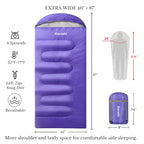 Warm Sleeping Bag for Adults & Kids (Purple/Wide(40''x87''))