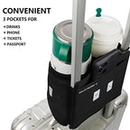 Luggage Travel Cup Holder Free Hand Drink Carrier (No Hook & Loop: Black)