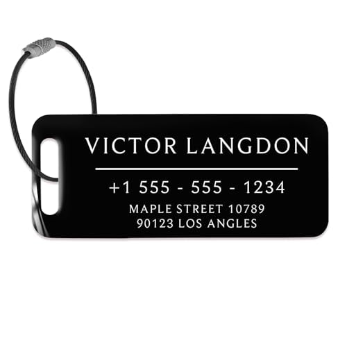 Personalized Luggage Tags for Suitcases (Grace Rectangle-black)