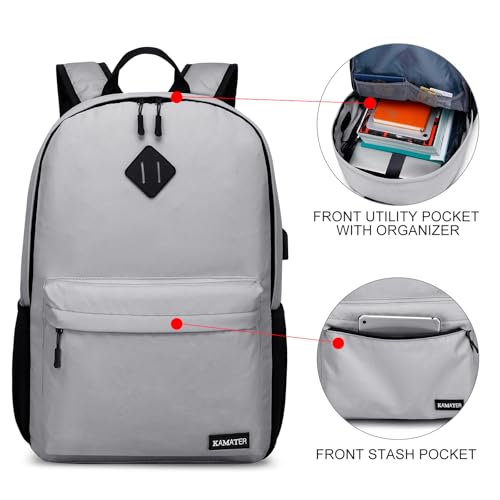 Backpack for School (D56-gray / 15.6 Inch)