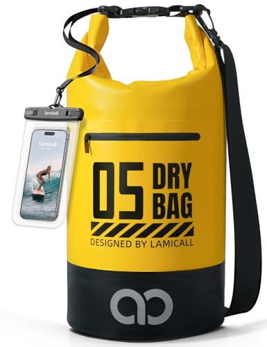 Dry Bag Waterproof Backpack with Phone Pouch 5L (Lemon Yellow / 5L)
