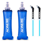 Collapsible Water Bottles TPU Soft Flask Running Bottles BPA (250ml/8.45oz with Straws - Pack of 2)
