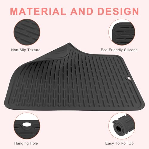 Oversize Silicone Heat Resistant Mat for Hair Tools (Black)
