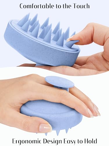2 Pack Scalp Massager Hair Growth Scrubber for Dandruff Removal (Blue & Flesh Pink)