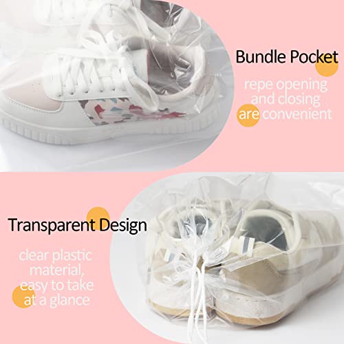 100 Pack 12x18 inch Plastic Drawstring Bags Transparent Shoe Bags (12x18 inch)