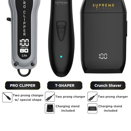 3-in-1 Barber Bundle | Pro Clipper Lite, DLC T-Shaper Trimmer & Crunch Foil Shaver | Professional Beard Trimmer Men’s Hair Clipper Kit | Black Lite Bundle (Black Lite Bundle)
