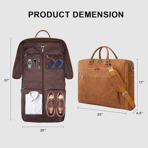 Garment Bag for Travel Large Carry on Garment Bags Men Women (Brown)