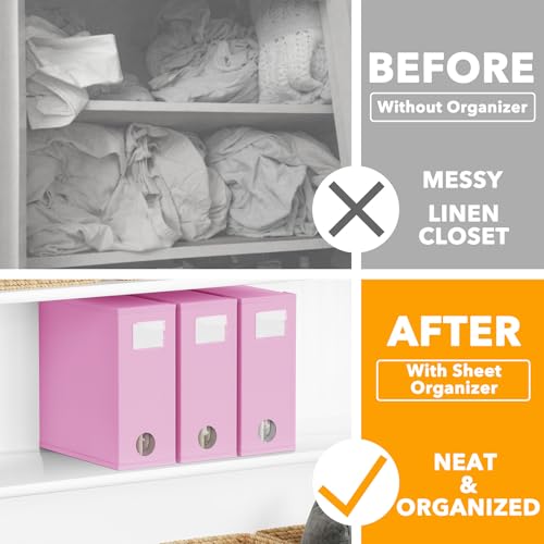 3 Pack Bed Sheet Organizers and Storage (3 Pack / Pink)