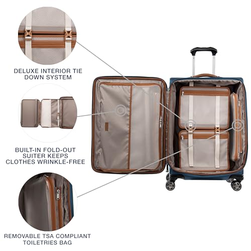 Platinum Elite Checked Luggage Spinner (Checked-Medium 25-Inch / Coastal Blue)