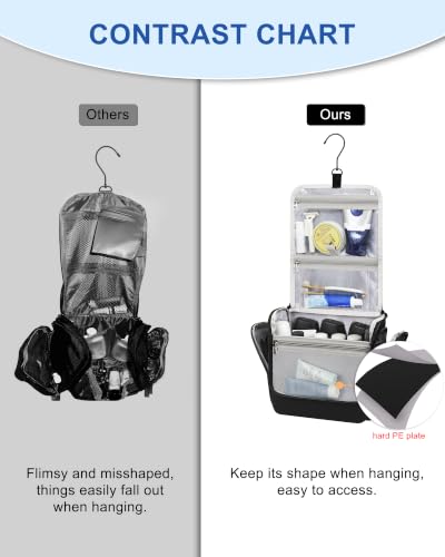 Hanging Toiletry Bag for Men (Black / X Large)