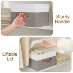 Storage Bins with Lids (13x9.1x7.9in(3-Pack) / White/Grey)
