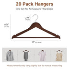 Wooden Coat Hangers (0.5"T (20 pack) / Walnut Color)