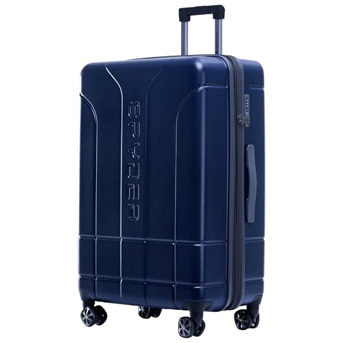 Carve 29 Inch Large Checked Luggage Expandable Hardside Upright Suitcase (Navy / Large Checked)