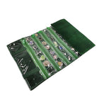 Travel Jewelry Roll Bag Portable Organizer Pouch With Grids&PVC Cover Storage Bags for Necklace (Blackish Green Velvet 56 Grids)