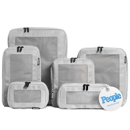 Compression Packing Cubes for Travel (6-Pack / Light Grey)