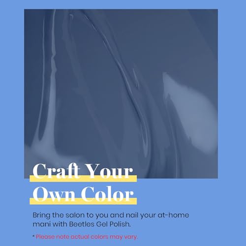 Beetles Blue Gel Nail Polish 15ML Soak Off UV Gel for Fall Nail Art DIY (D - Creme Blue | Grayish Blue)