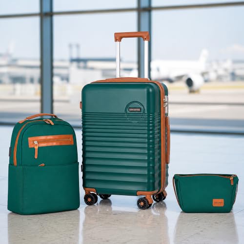 Carry On Luggage 22x14x9 Airline Approved Suitcase with Wheels (Teal / 3 Piece Sets (20/BP/TB))
