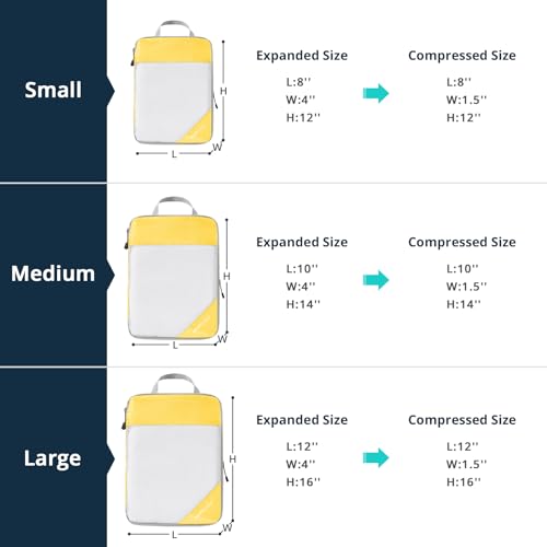 Compression Packing Cubes 6 Set (Golden Yellow / 6 pcs)