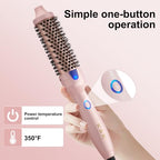 1.25 Inch Heated Curling Brush with Ceramic Tourmaline Ionic Technology (Gradient Pink)