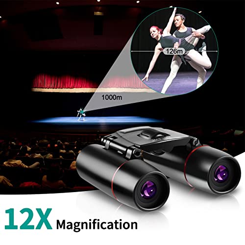 12X25 Small Binoculars with Clear Vision (12X25-YH / Black)