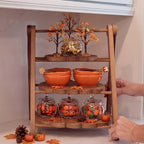 3 Tier Pumpkin Serving Trays Wooden Shaped Pumpkin Platters 12'' 10'' 8'' Charcuterie Plate Board Reusable Party Serving Plate for Halloween Fall Party Decoration (Pumpkin)