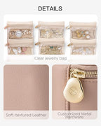 Jewelry Travel Case with Clear 6 Velvet Bags (6PCS-Khaki)