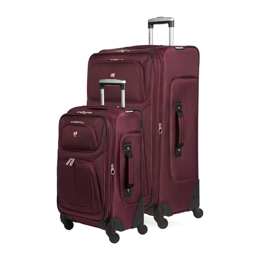 Sion Softside Expandable Spinner Luggage Durable Lightweight Travel Suitcase (2-Piece Set (Carry-On/Large) / Merlot)