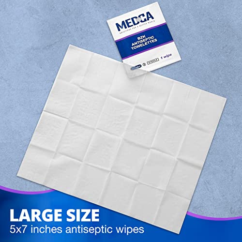 Hand Wipes – (Pack of 300) Benzalkonium Chloride Swabs Individual BZK Single-Use Packets by MEDca