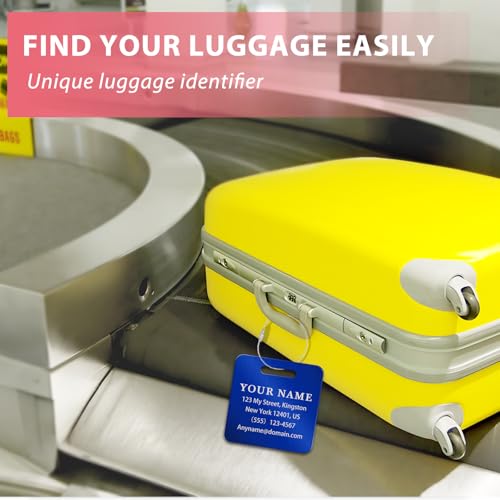 Personalized Metal Luggage Tags (Square Blue)
