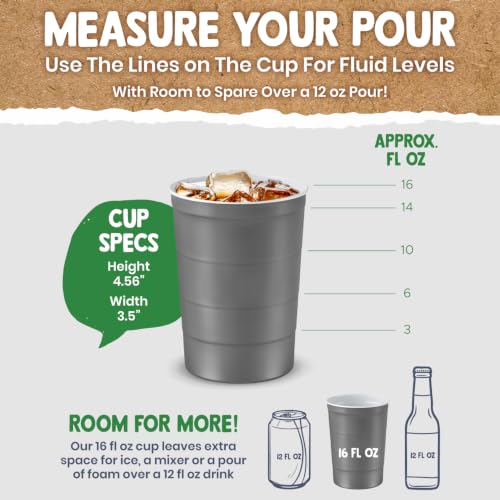 16 oz. Durable & Reusable Party Cups (Gray / 12 Count)