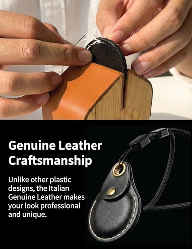 Horween Leather Keychain Holder for AirTag (Black)