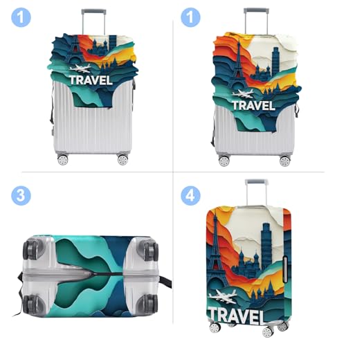 Luggage Cover Washable Suitcase Protector Anti (Travel-3 / S(fits 20-22inch suitcase))