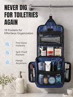 Travel Toiletry Bag for Men and Women (L Navy Blue)