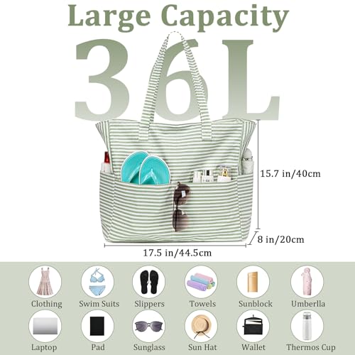 Large Beach Bag for Women (Green)