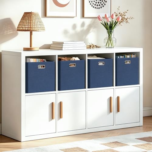 13x13x13 Storage Cube Basket Bins (13×13×13/4pcs / Army Blue)