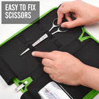 Leather 5 Scissor & Shear Storage Case for Hairstylist (Green)