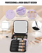 Travel Makeup Bag with LED Mirror for Girls (Purple / 1-Small)