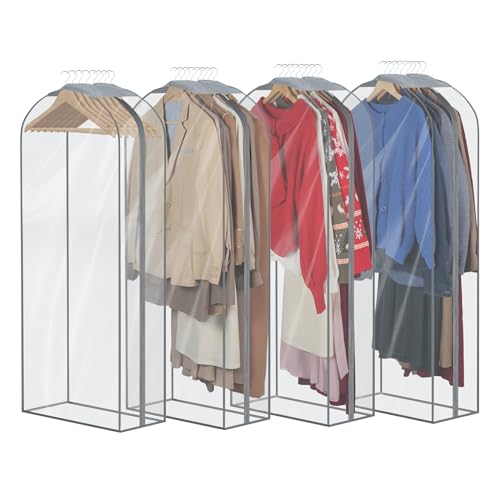 Suit Coat Bags Garment Bags for Hanging Clothes 50 in (50"-4pcs-10" Gussted)