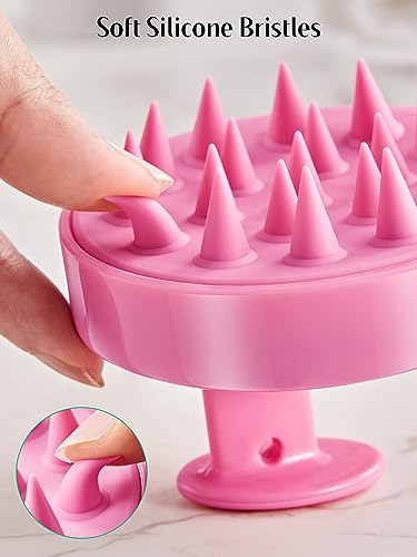 2 Pack Scalp Massager Hair Growth Scrubber for Dandruff Removal (01- Pink & Green)