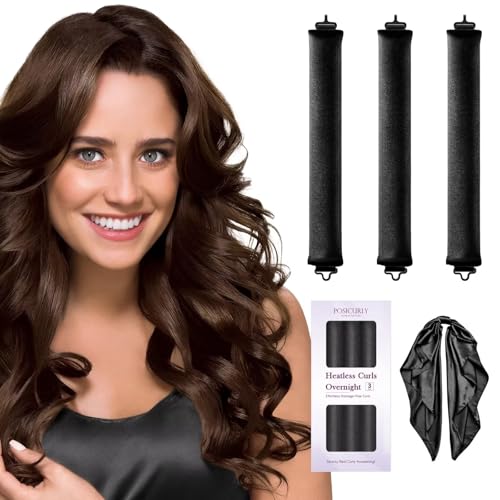 Heatless Hair Curler Overnight Curls (Black(Pack of 3))