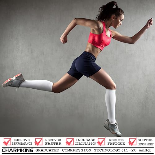 Compression Socks for Women & Men Circulation (Large-X-Large / 06 Pink/White/Black)