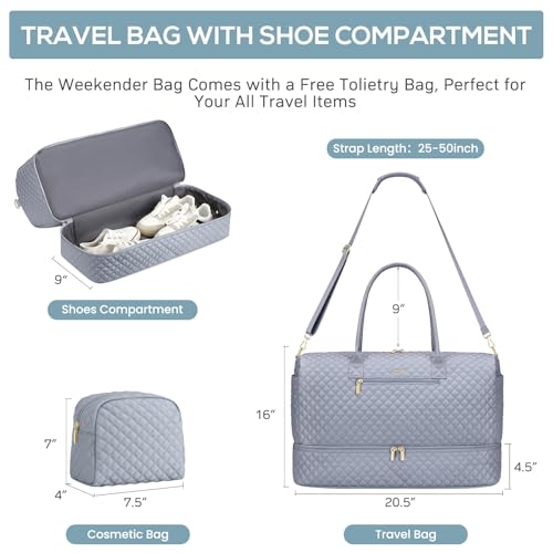 Travel Bag Weekender Bags for Women (7-Grey / 40L-Large)