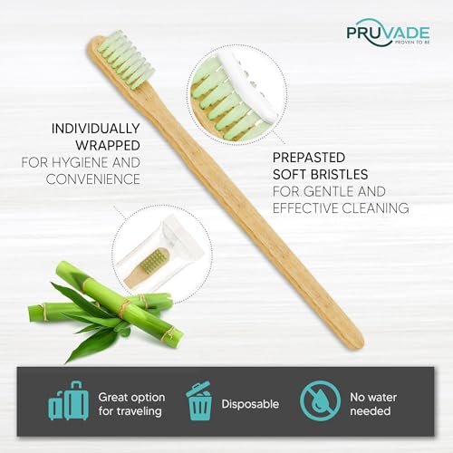 36 Pack Disposable Bamboo Toothbrushes with Toothpaste Built in (1 Count (Pack of 36))