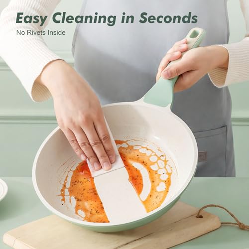 9.5In Nonstick Ceramic Frying Pan with Lid (Mint Green / 9.5 Inch)