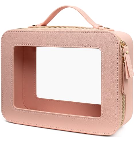 Clear Makeup Bag (Large-Pink)