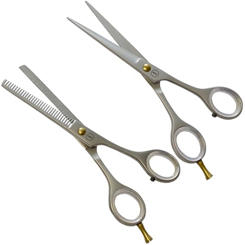 Professional Hair Cutting And Thinning Scissors (Silver / Flatline Precision Series)