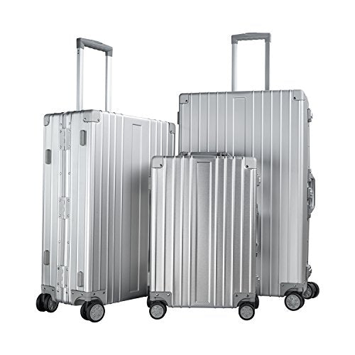 All Aluminum Luggage Zipperless Hard Shell Luggage Case with TSA Lock Spinner Alloy Metal Suitcase (Silver / 24")