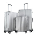 All Aluminum Luggage Zipperless Hard Shell Luggage Case with TSA Lock Spinner Alloy Metal Suitcase (Silver / 24")